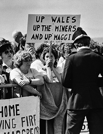 Protests against Prime Minister Margaret Thatcher. Porthcawl, June 1984