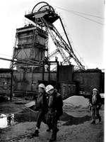 St John's Colliery Maesteg, first shift back after the strike. March 1985