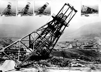 The end of mining -Headgear demolition at Wyndham/Western colliery, Nantymoel 1985