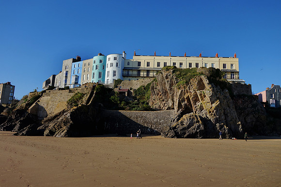 Castle Beach with it's cliff top hotels