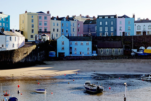 The famous multi coloured houses in Tenby