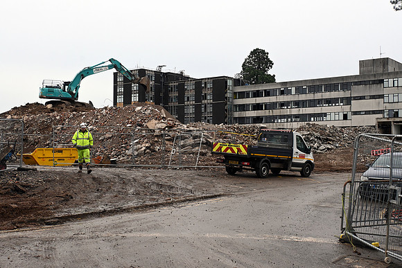 Excavators work where the C1 Studio once stood