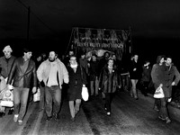 Marching back to St John's Colliery Maesteg, Campaigner and 'Miners' champion' Vi John in centre.