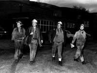 St John's Colliery Maesteg, the first shift back after the strike. March 1985