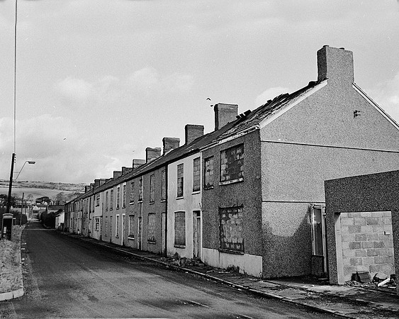 The 'lost' village of Fforddygyfraith, demolished to make way for opencast mining. March 1979