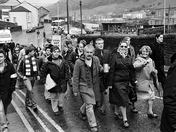 Community march after the end of the strike. Pontycymer, March 1985